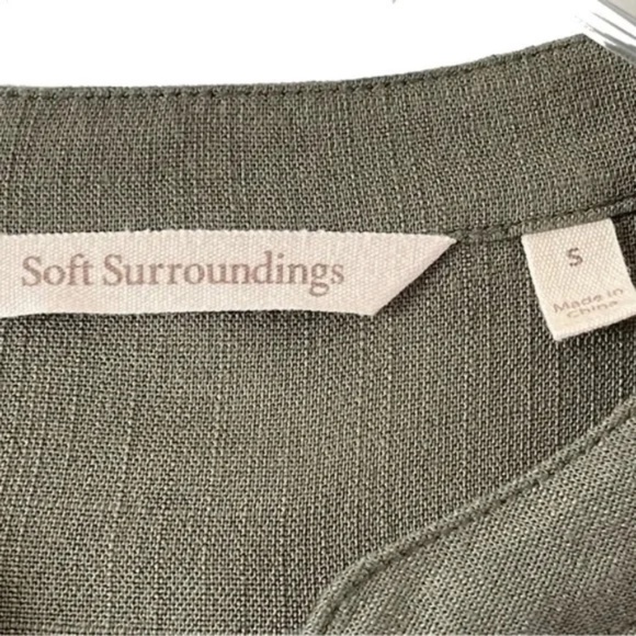 Soft Surroundings | Green Boho Embroidered Eyelet Pintuck Top, Small - Picture 6 of 7